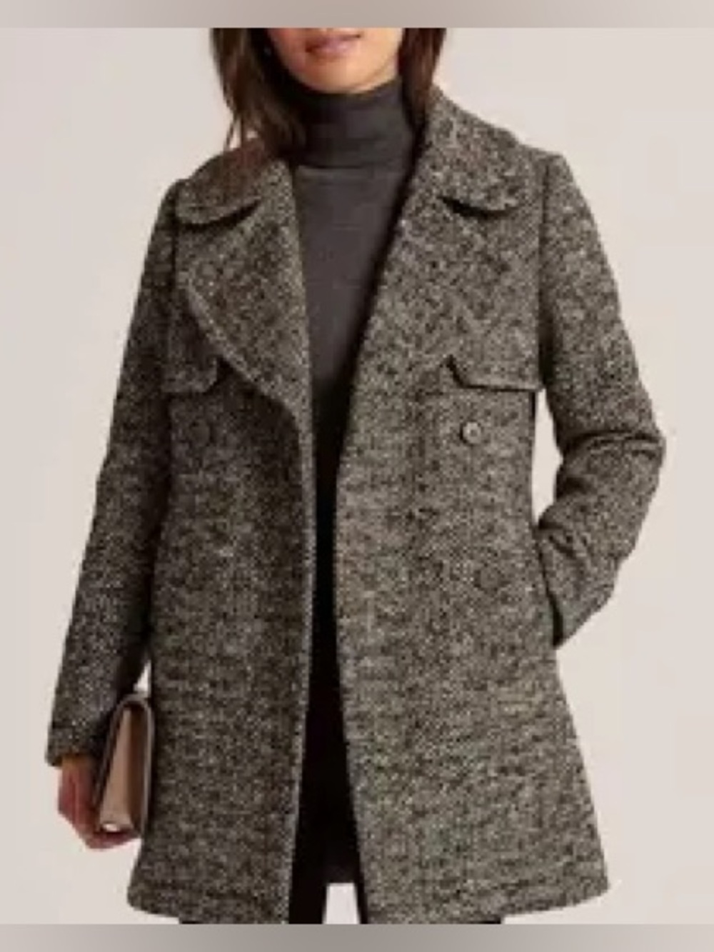 ⚪️Abercrombie & Fitch Grey Tweed Pea Coat⚫️